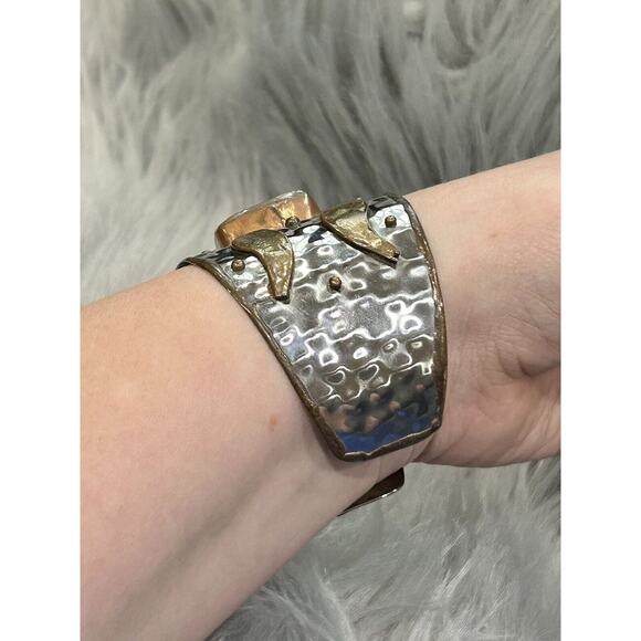 Artisan Boho Statement Cuff Bracelet‎ Featuring Brown Agate Stone